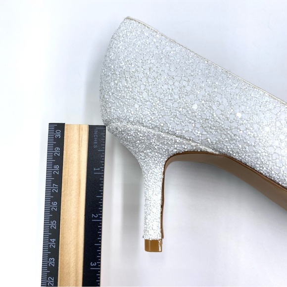 Nine West Womens Arlene White Glitter Point Toe Low Stiletto Heels Pumps Shoes 8 - Picture 15 of 16